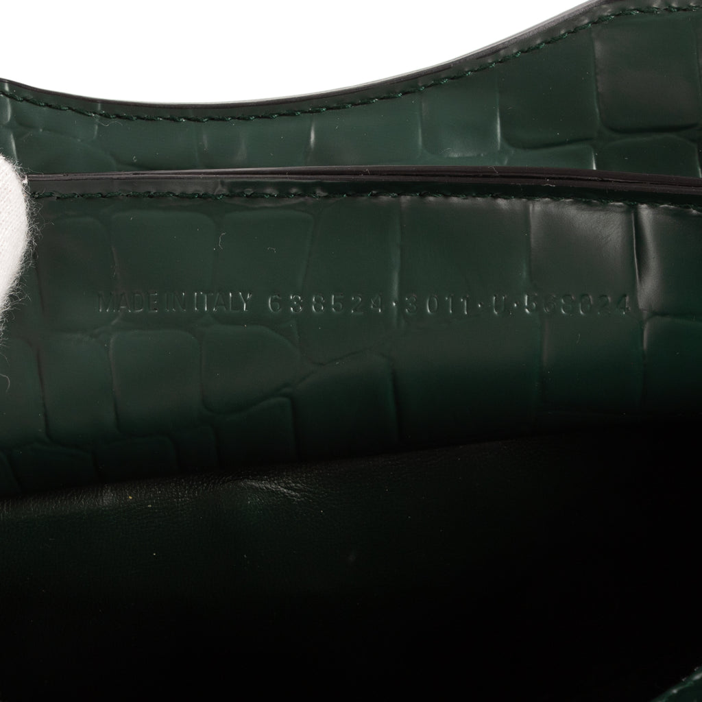 Bolso Neo Classic City de piel de becerro verde con relieve de cocodrilo