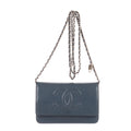 Bolso de hombro Timeless Wallet on Chain de cuero acolchado caviar color azul marino