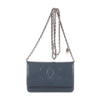 Bolso de hombro Timeless Wallet on Chain de cuero acolchado caviar color azul marino