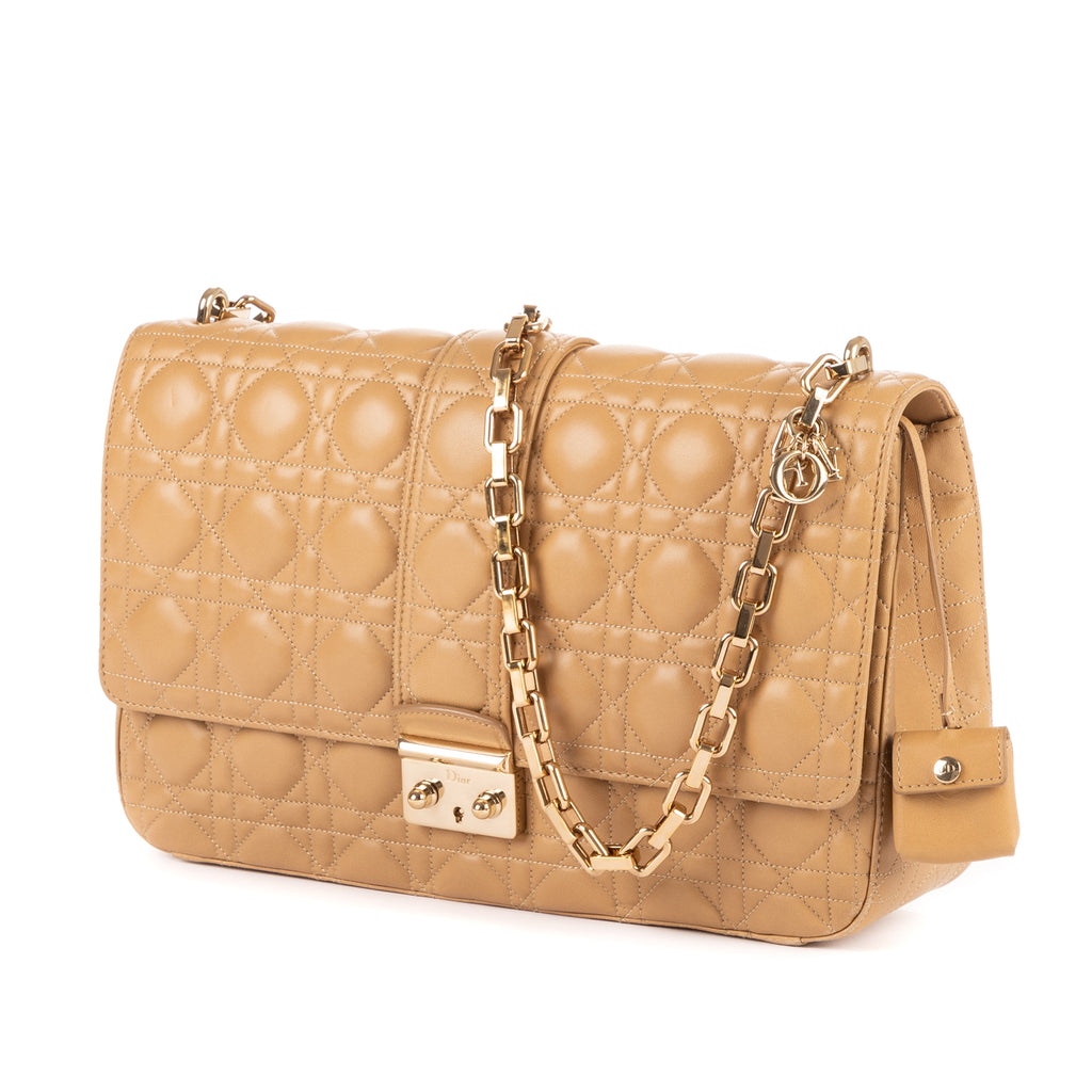 Sac porté épaule Miss Dior Grand modèle Cuir de veau Cannage beige