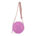 Shoulder Bag Filigree Round Crossbody Lavender Caviar Quilted Leather