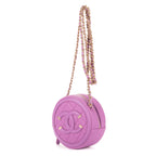 Shoulder Bag Filigree Round Crossbody Lavender Caviar Quilted Leather