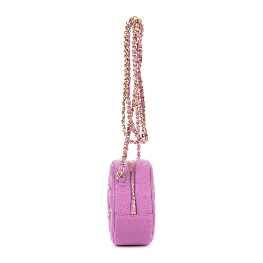 Shoulder Bag Filigree Round Crossbody Lavender Caviar Quilted Leather