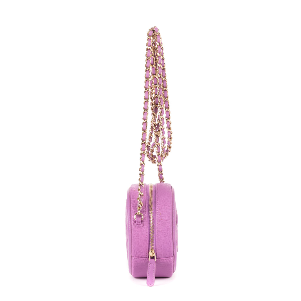 Shoulder Bag Filigree Round Crossbody Lavender Caviar Quilted Leather