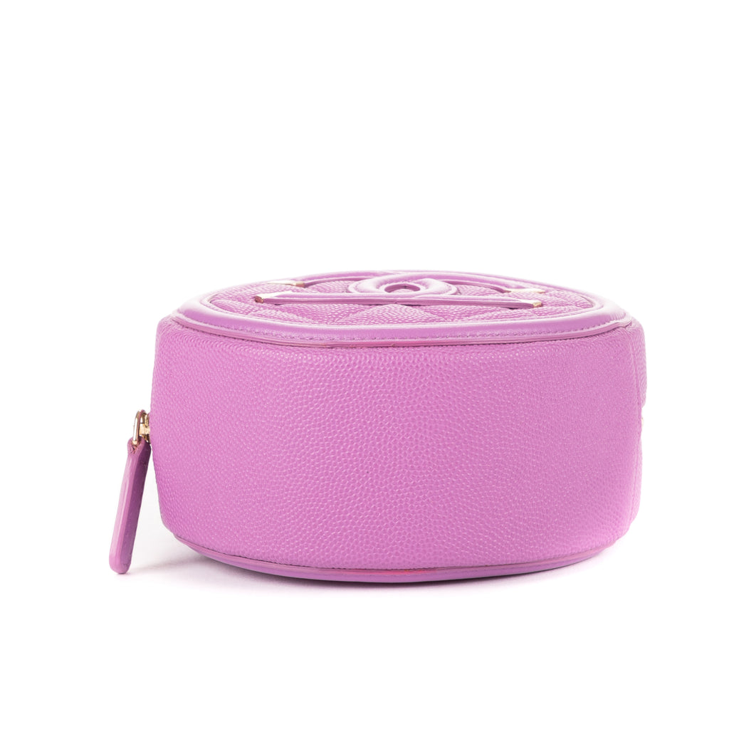 Shoulder Bag Filigree Round Crossbody Lavender Caviar Quilted Leather
