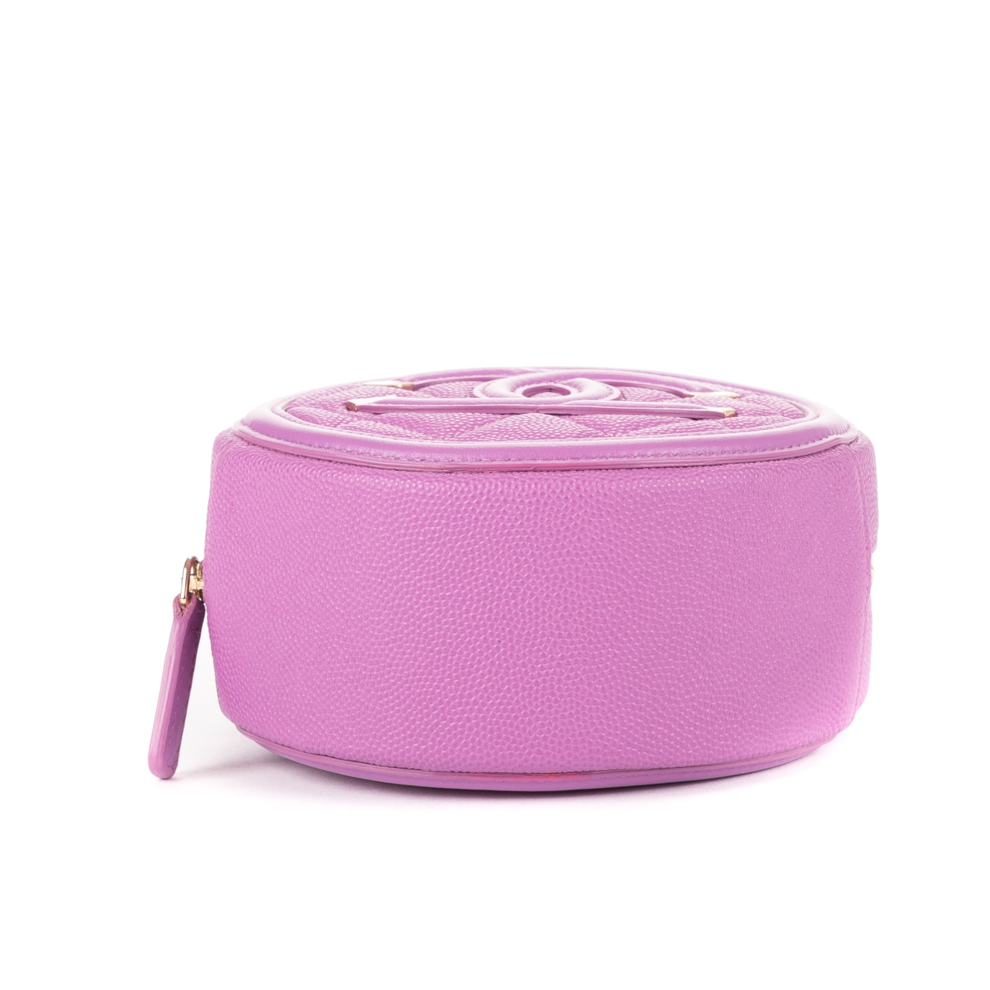 Shoulder Bag Filigree Round Crossbody Lavender Caviar Quilted Leather