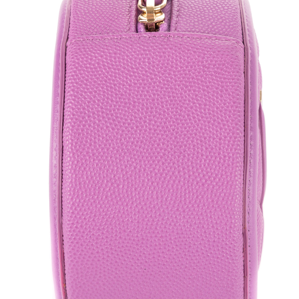 Shoulder Bag Filigree Round Crossbody Lavender Caviar Quilted Leather