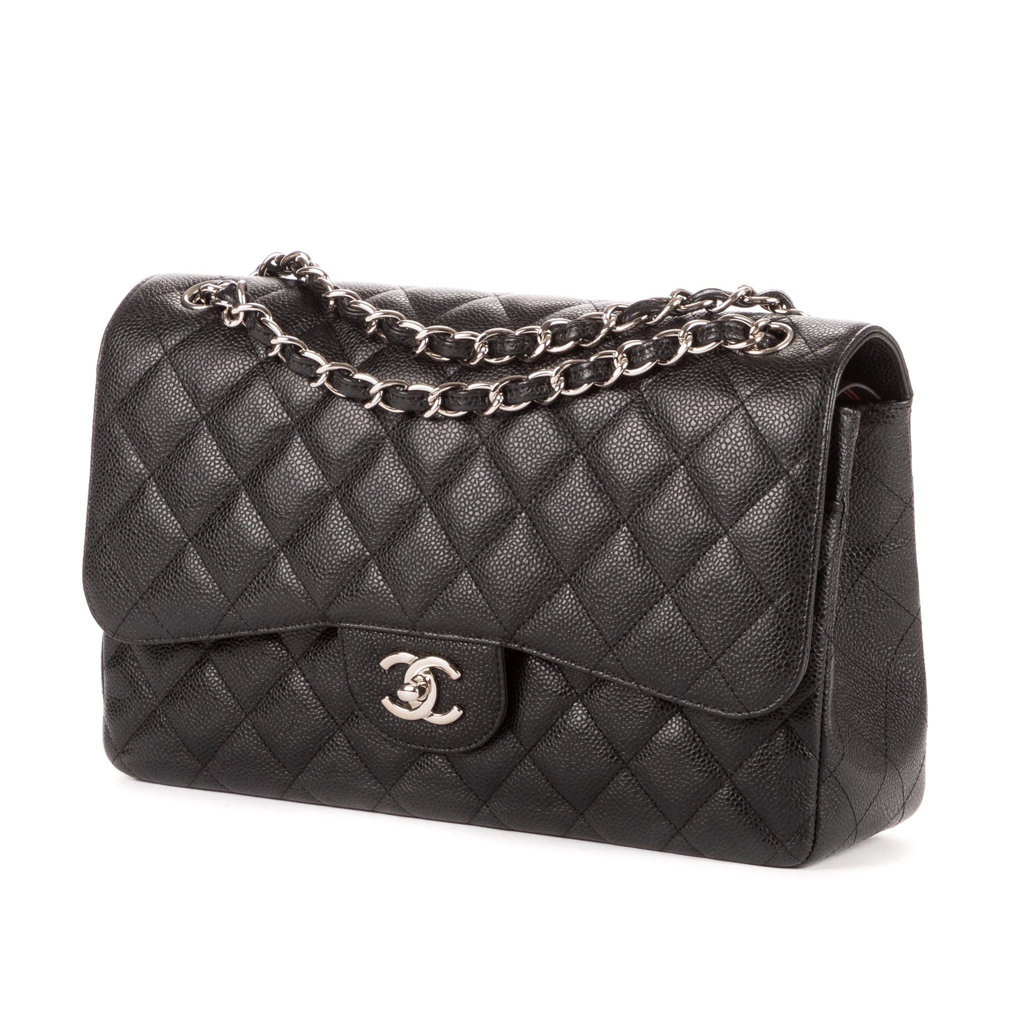 Shoulder Bag Classic Jumbo Double Flap 30 Black Caviar Quilted Leather