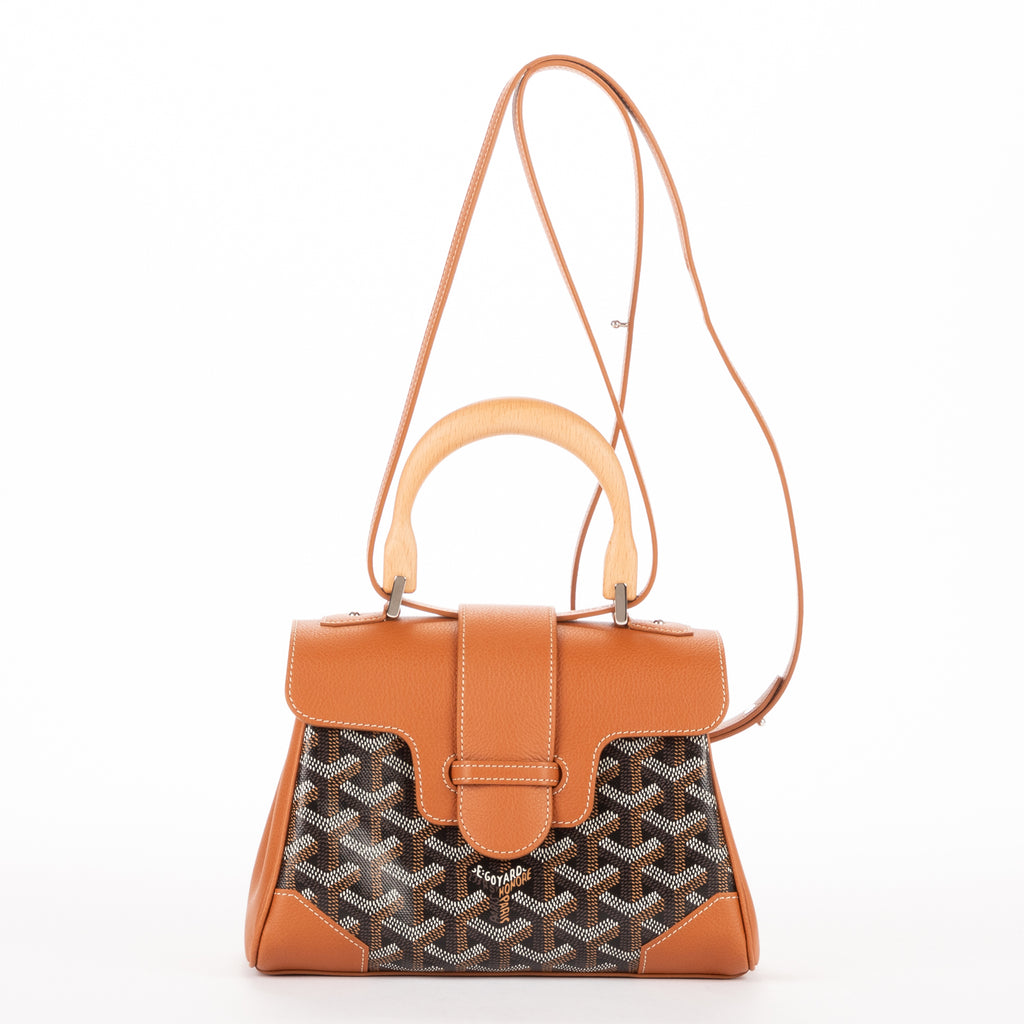 Bolso de mano Saigon Mini Piel de becerro negra/Lona Goyardine