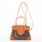 Bolso de mano Saigon Mini Piel de becerro negra/Lona Goyardine