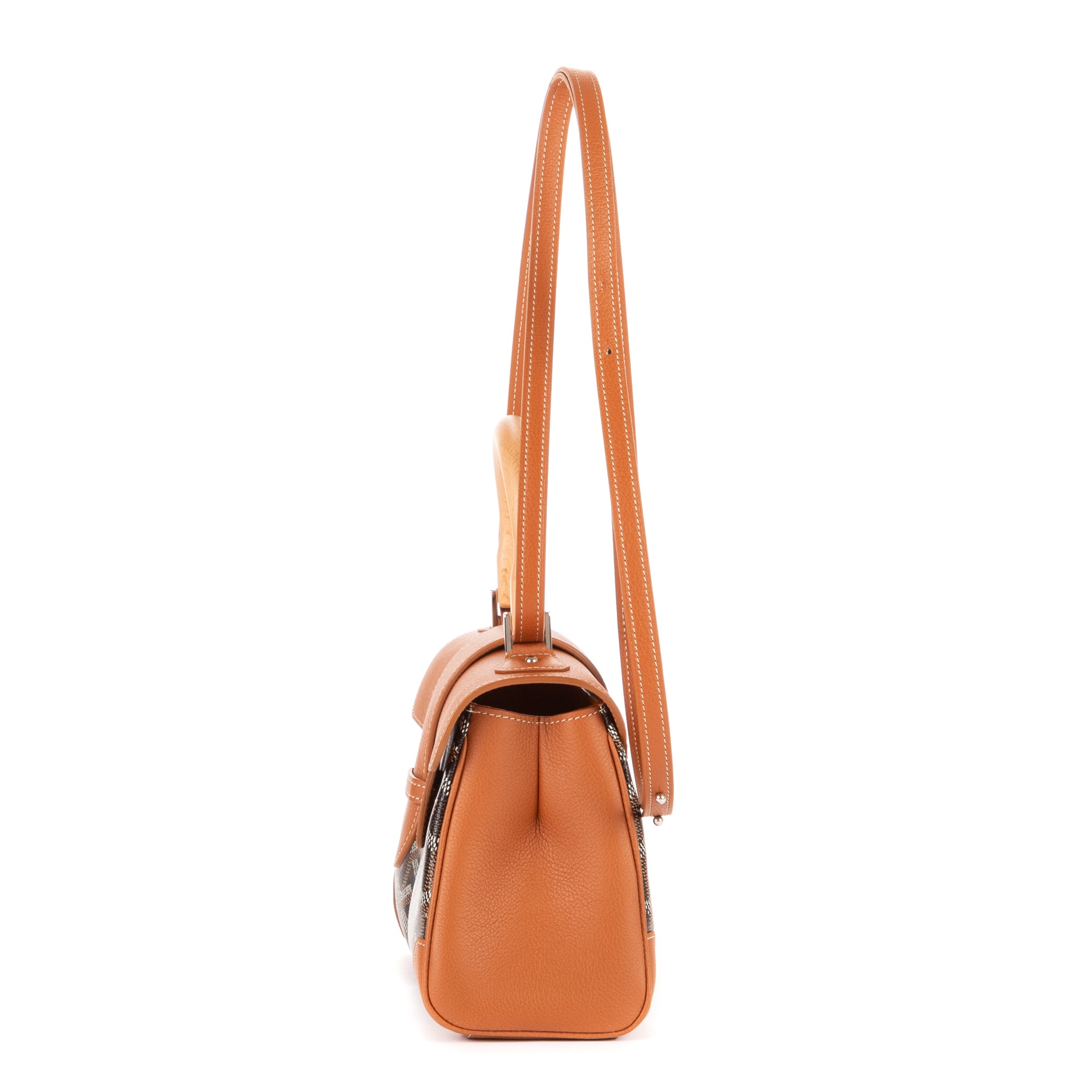 Handbag Saigon Mini Black Calfskin Leather/Goyardine Canvas