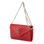 Shoulder Bag Wallet on Chain Red Grain de Poudre Chevron Quilted