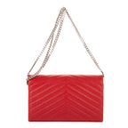 Shoulder Bag Wallet on Chain Red Grain de Poudre Chevron Quilted