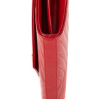 Shoulder Bag Wallet on Chain Red Grain de Poudre Chevron Quilted