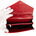Shoulder Bag Wallet on Chain Red Grain de Poudre Chevron Quilted
