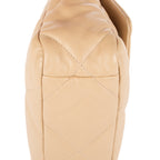 Sac bandoulière 19 à rabat en cuir de veau matelassé beige