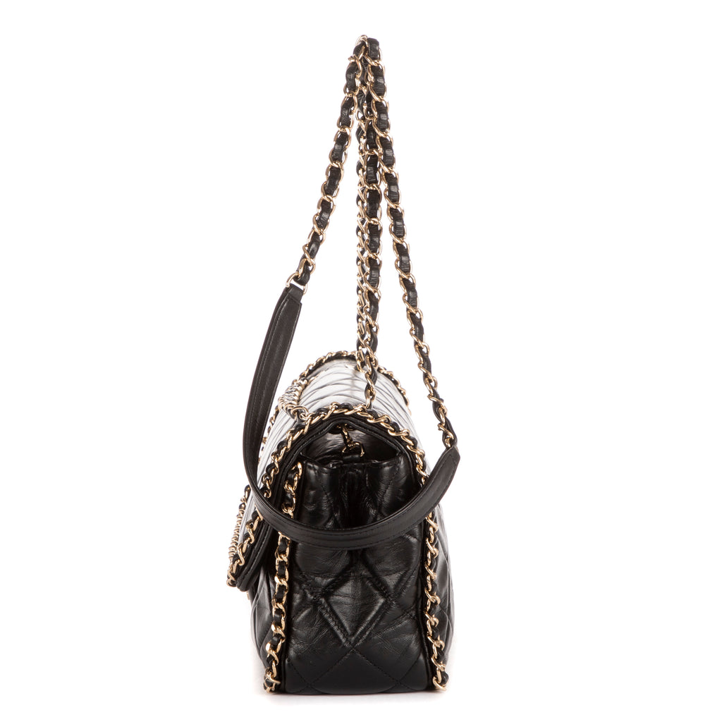 Shoulder Bag Flap Chain Black Calfskin