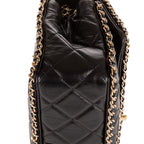 Sac bandoulière à rabat chaîne veau noir