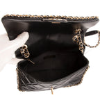 Sac bandoulière à rabat chaîne veau noir