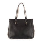 Sac porté épaule cabas noir en cuir intrecciato