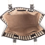 Sac porté épaule cabas noir en cuir intrecciato