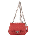 Bolso de Hombro Cadena Pequeño Bandolera Piel de Cordero Roja Acolchada