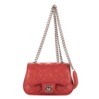 Bolso de Hombro Cadena Pequeño Bandolera Piel de Cordero Roja Acolchada