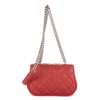 Bolso de Hombro Cadena Pequeño Bandolera Piel de Cordero Roja Acolchada