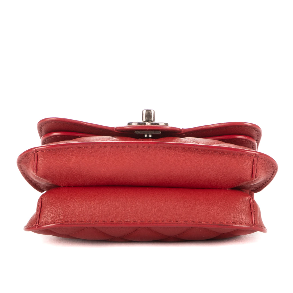 Bolso de Hombro Cadena Pequeño Bandolera Piel de Cordero Roja Acolchada