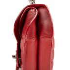 Bolso de Hombro Cadena Pequeño Bandolera Piel de Cordero Roja Acolchada
