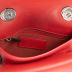 Bolso de Hombro Cadena Pequeño Bandolera Piel de Cordero Roja Acolchada