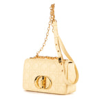 Bolso de hombro Caro Crossbody pequeño de cuero Cannage vainilla