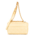 Bolso de hombro Caro Crossbody pequeño de cuero Cannage vainilla