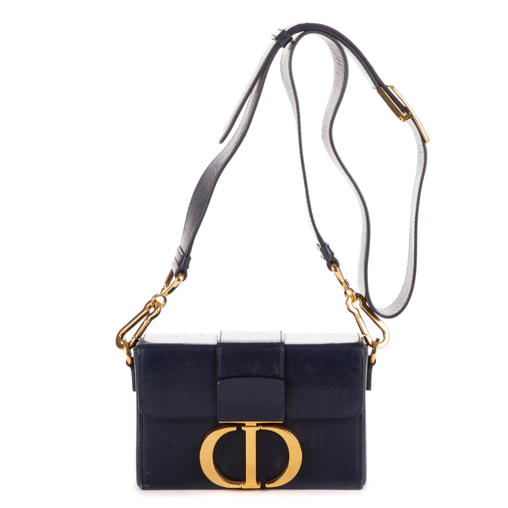 Bolso de Hombro Montaigne Small Box Piel de Becerro Azul Marino