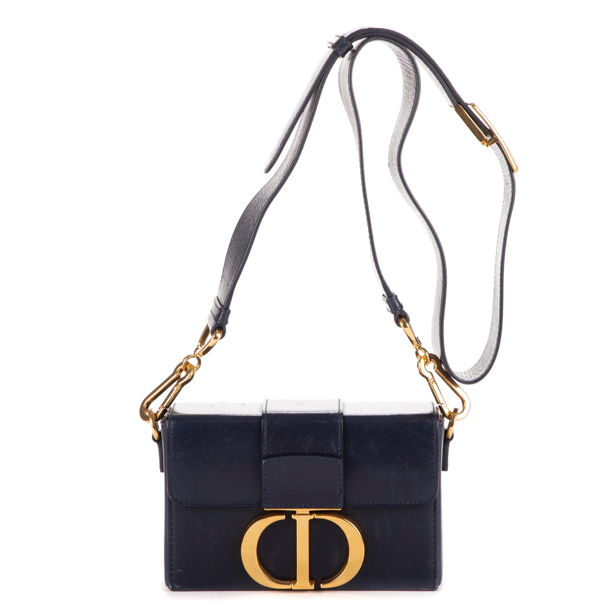 Bolso de Hombro Montaigne Small Box Piel de Becerro Azul Marino
