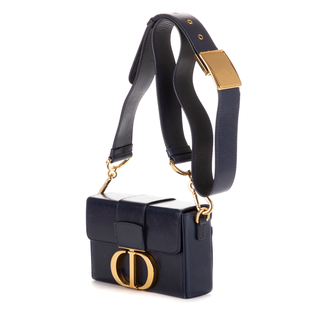 Bolso de Hombro Montaigne Small Box Piel de Becerro Azul Marino