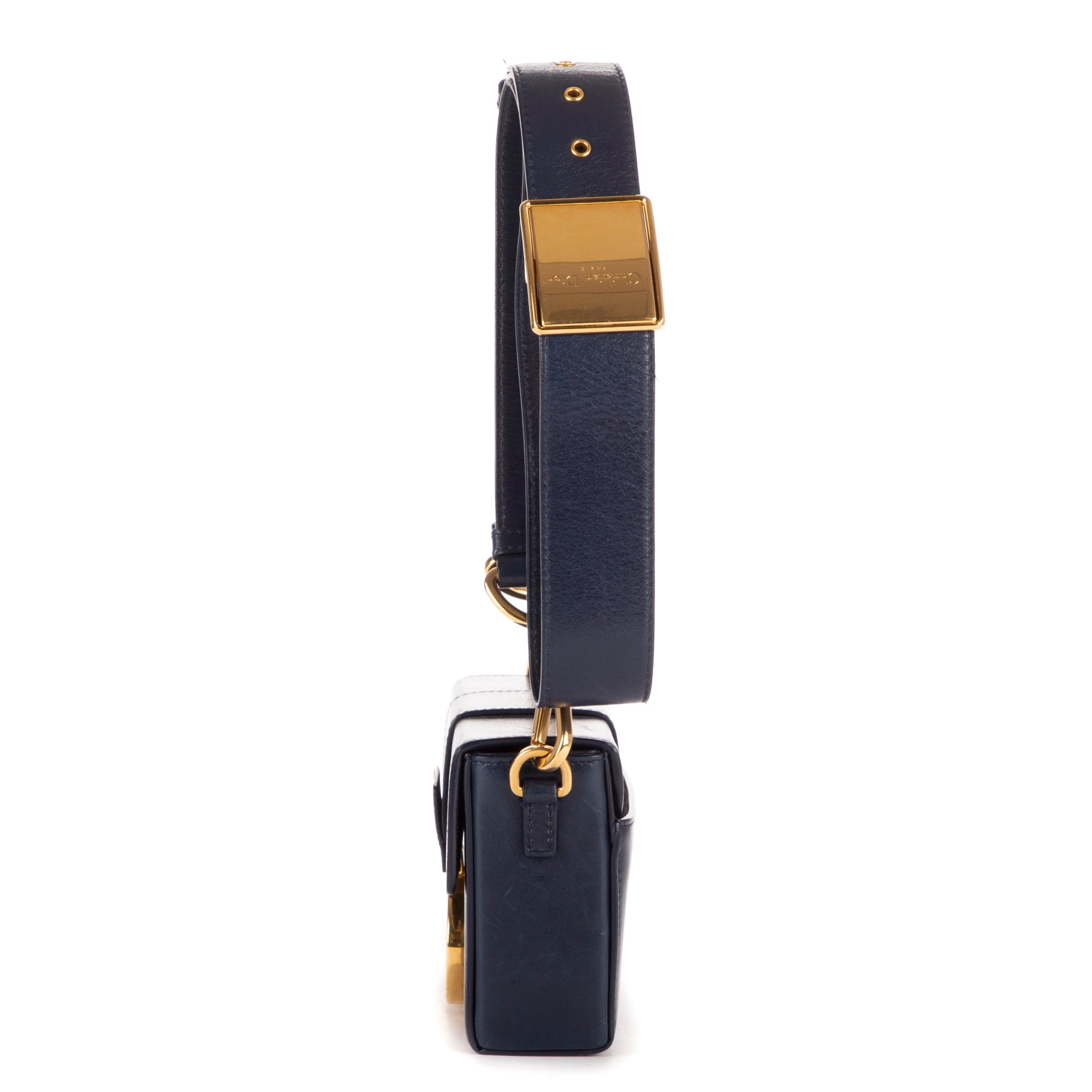 Bolso de Hombro Montaigne Small Box Piel de Becerro Azul Marino