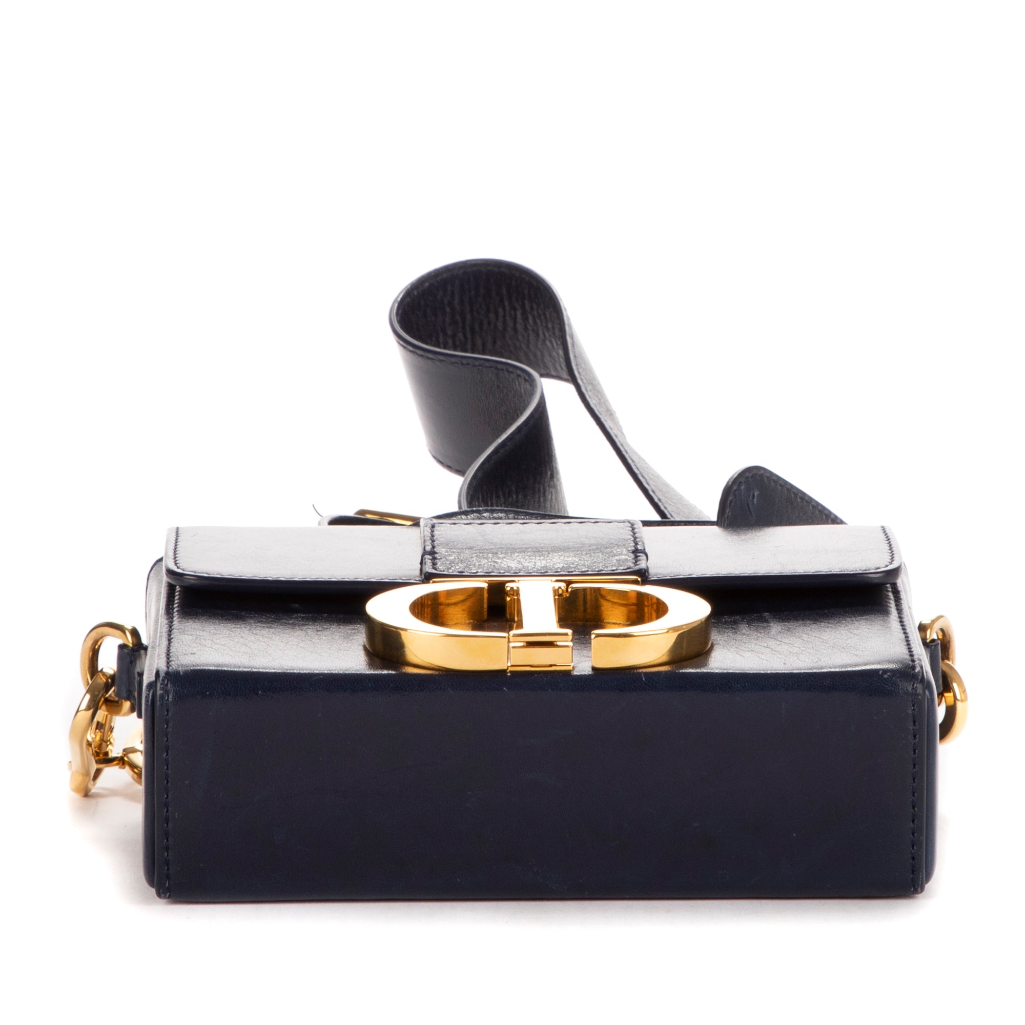Bolso de Hombro Montaigne Small Box Piel de Becerro Azul Marino
