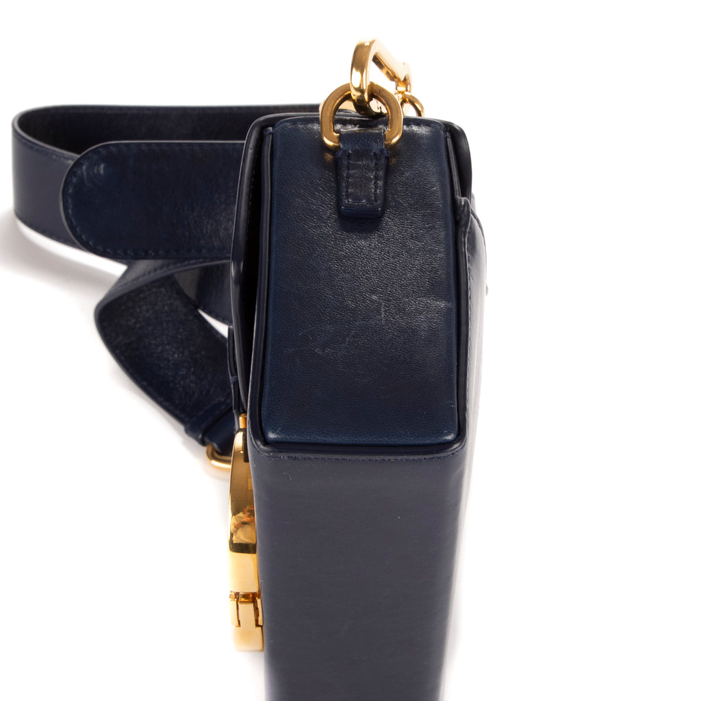 Bolso de Hombro Montaigne Small Box Piel de Becerro Azul Marino
