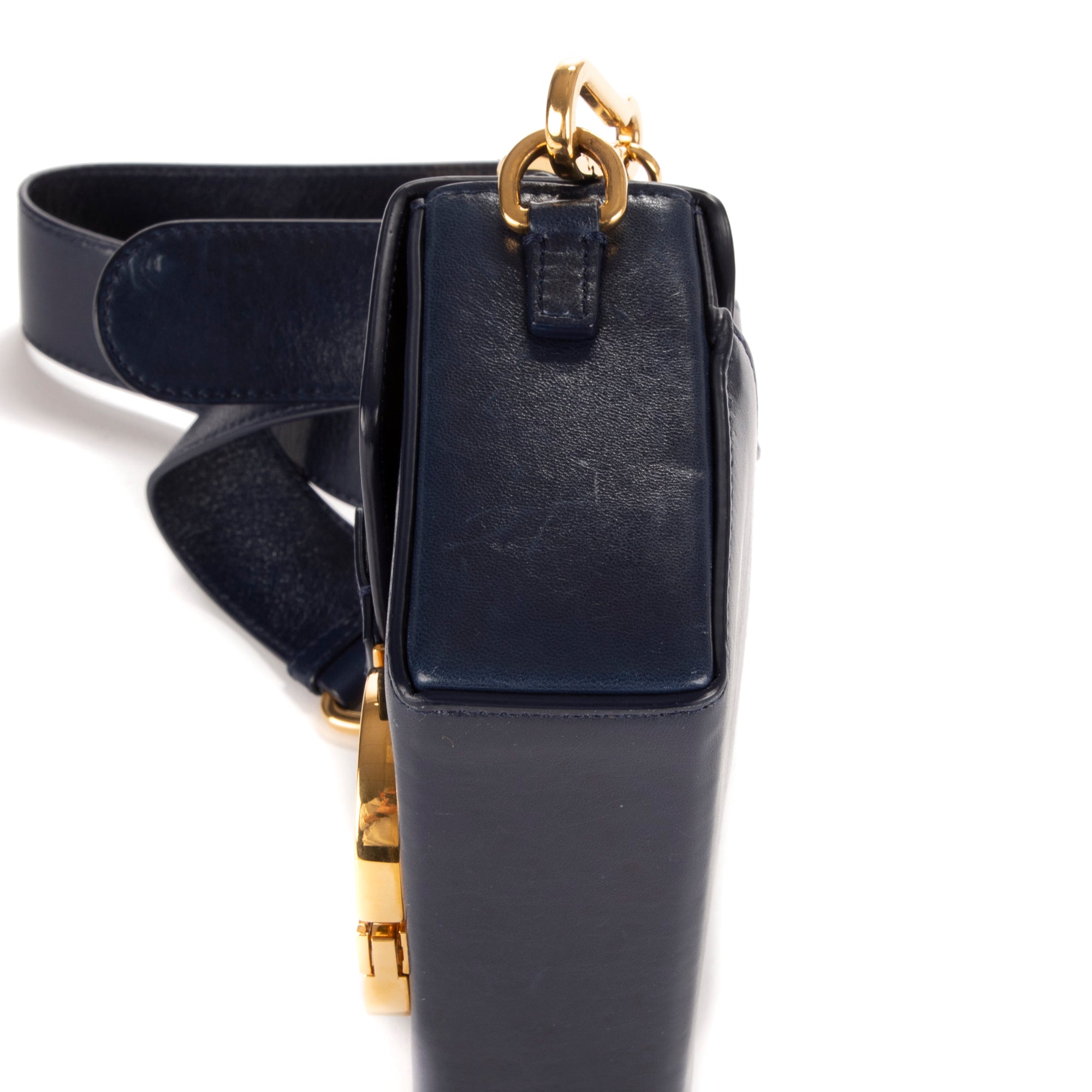 Bolso de Hombro Montaigne Small Box Piel de Becerro Azul Marino
