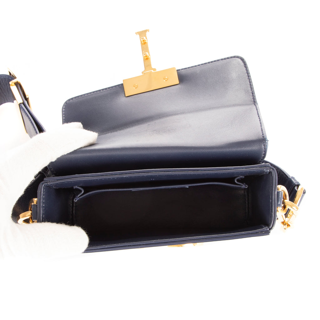 Bolso de Hombro Montaigne Small Box Piel de Becerro Azul Marino