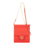 Shoulder Bag Vintage Pearl Wallet on Chain Red Calfskin Quilted Leather