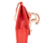 Shoulder Bag Vintage Pearl Wallet on Chain Red Calfskin Quilted Leather