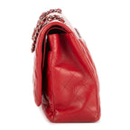 Bolso de Hombro Clásico Maxi Jumbo Doble Solapa Maxi Piel Acolchada Caviar Roja