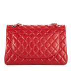Bolso de Hombro Clásico Maxi Jumbo Doble Solapa Maxi Piel Acolchada Caviar Roja