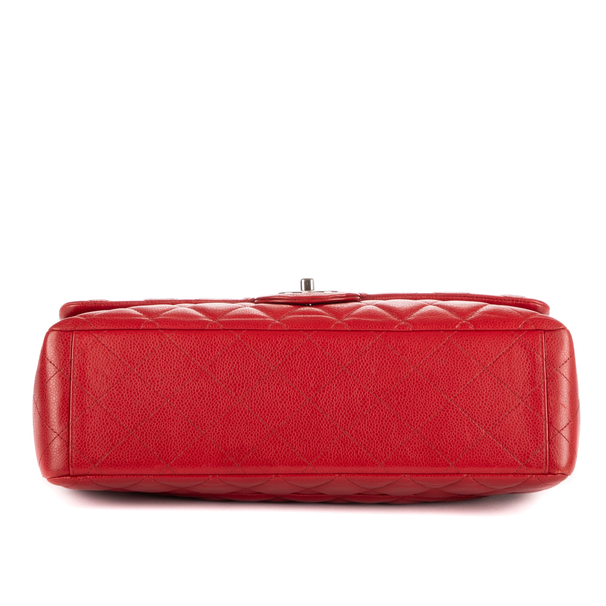 Bolso de Hombro Clásico Maxi Jumbo Doble Solapa Maxi Piel Acolchada Caviar Roja