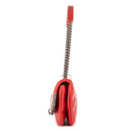 Bolso de hombro con cadena solapa única de piel de becerro roja brillante