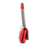 Bolso de hombro con cadena solapa única de piel de becerro roja brillante