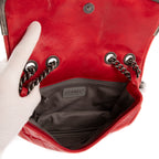 Bolso de hombro con cadena solapa única de piel de becerro roja brillante