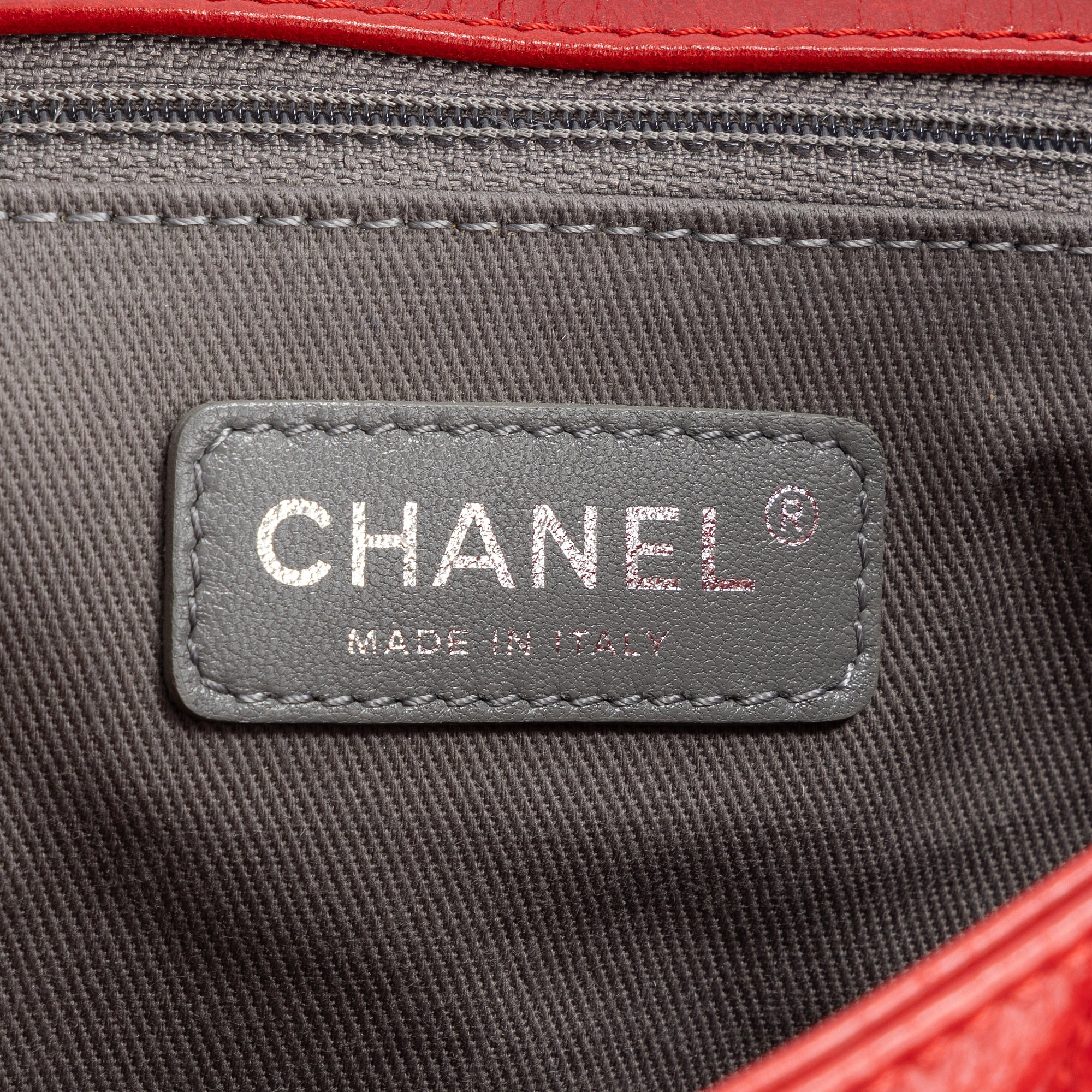 Shoulder Bag Chain Single Flap Red Glazed Calfskin Leather
